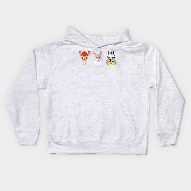 Bambi and Friends Kids Hoodie by AJIllustrates